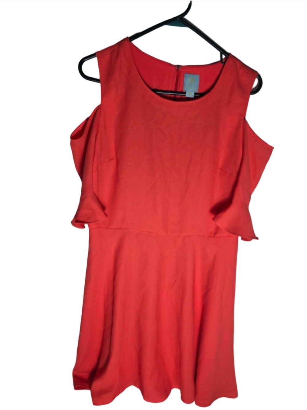 Women's CeCe Cold Shoulder Ruffle Dress coral Size 12 wedding casual fancy chic